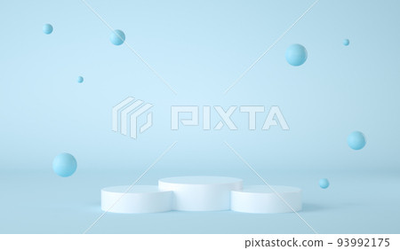 Cylinder podium on blue background. Abstract minimal studio 3d render. Pedestal mockup space Cylinder podium on blue background. Abstract minimal studio 3d render. Pedestal mockup space 93992175