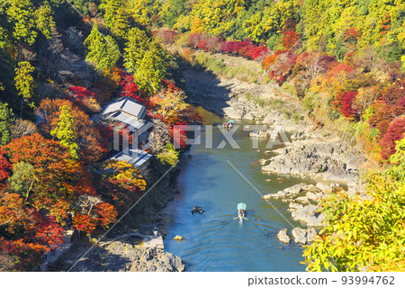 Arashiyama in autumn as seen from the Arashiyama Park observatory 93994762