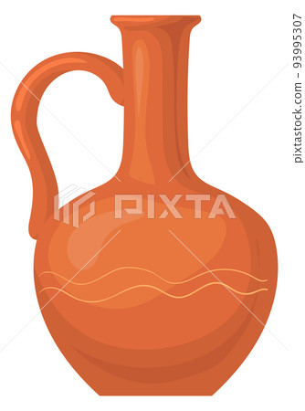 Ceramic jug icon. Cartoon clay classic crockery 93995307