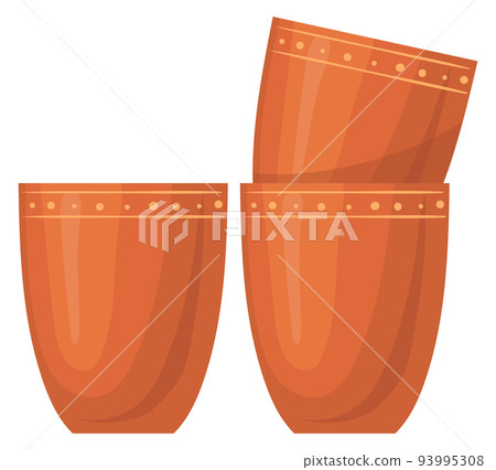 Ceramic cups. Old clay drink vessel icon 93995308