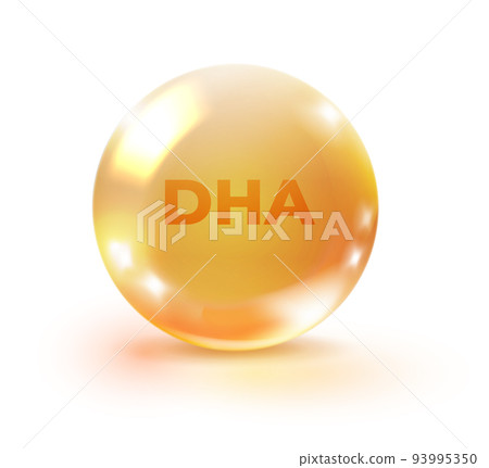 Dha cosmetic pill. Round realistic oil drop 93995350