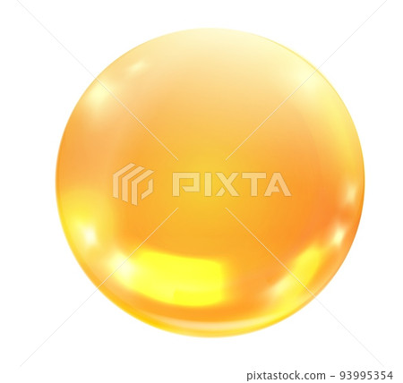Collagen sphere. Yellow transparent glossing realistic ball Collagen sphere. Yellow transparent glossing realistic ball 93995354