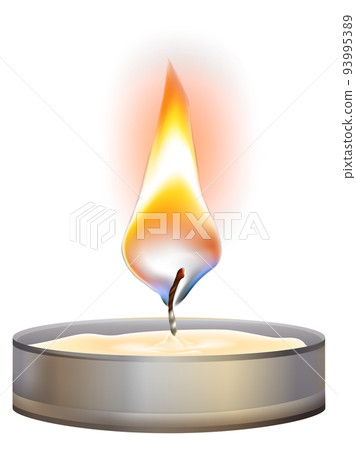 Realistic flame. Decorative candle mockup. Burning fire Realistic flame. Decorative candle mockup. Burning fire 93995389