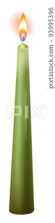 Green wax candle. Realistic mockup. Decorative light 93995396