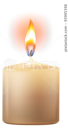 Realistic candlelight. Burning light. Lit candle with flame 93995398