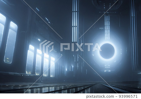 Space Station Futuristic Interior with Glowing Orb Space Station Futuristic Interior with Glowing Orb 93996571