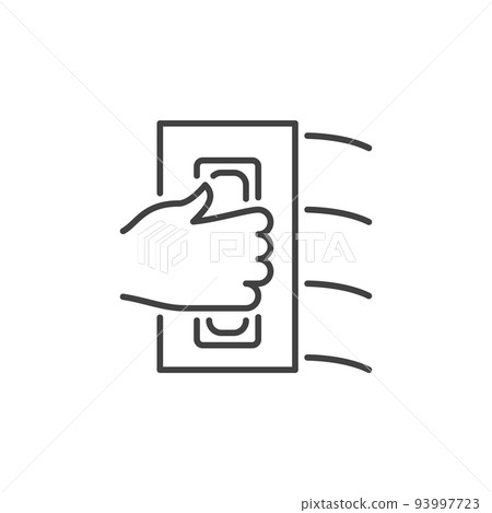 Hand with flat Trowel vector concept icon in thin line style 93997723