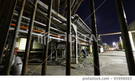 ENEOS和歌山煉油廠夜景，工作入口近景夜景 93998083
