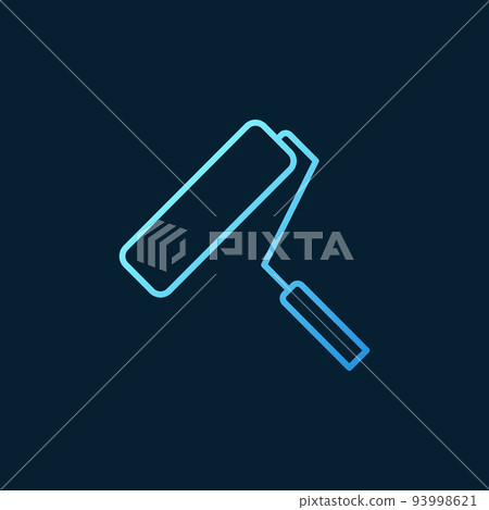 Paint Roller vector blue linear icon on dark background 93998621