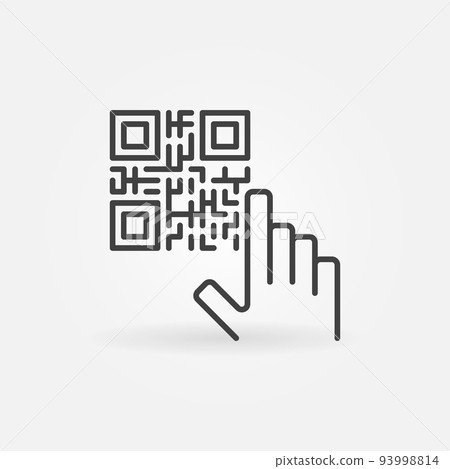Hand with QR Code vector concept line icon Hand with QR Code vector concept line icon 93998814