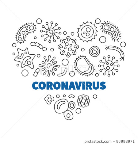 Vector Coronavirus Heart concept linear illustration Vector Coronavirus Heart concept linear illustration 93998971