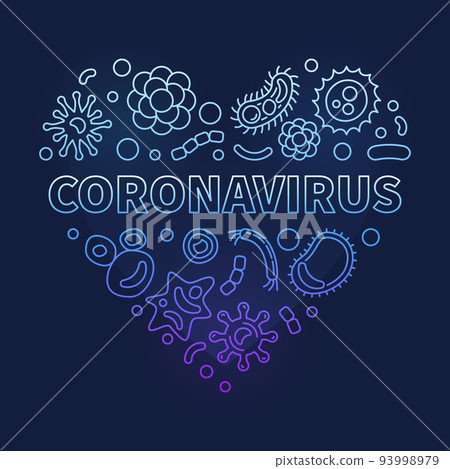 Coronavirus Heart vector concept outline modern blue illustration 93998979