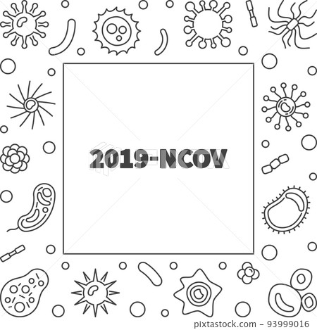 Vector 2019-NCoV concept frame in thin line style 93999016