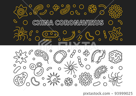 China Coronavirus concept outline vector banners China Coronavirus concept outline vector banners 93999025