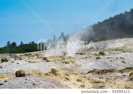 fumarole field on the slope of Mendeleev volcano, Kunashir island fumarole field on the slope of Mendeleev volcano, Kunashir island 93999123