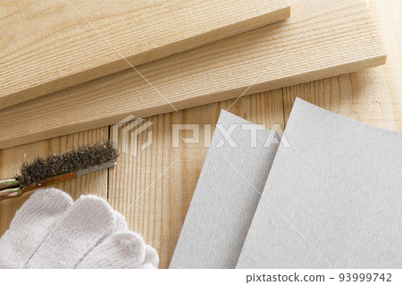 DIY tools Wood and sandpaper DIY tools Wood and sandpaper 93999742