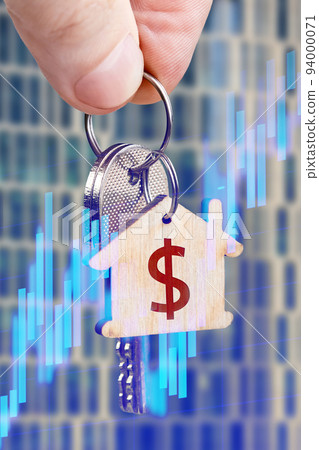 The keys to the new apartment in the hand of a man as a Real estate value growth concept The keys to the new apartment in the hand of a man as a Real estate value growth concept 94000071