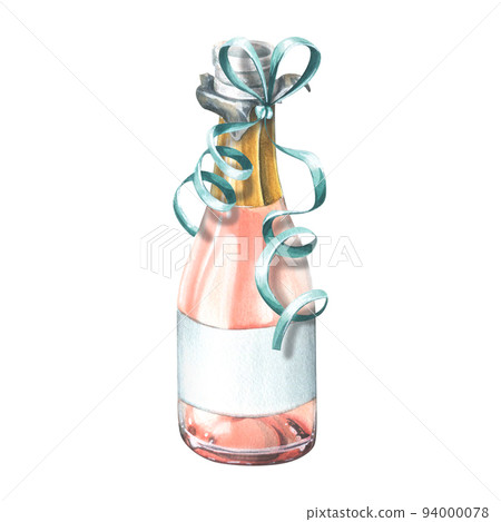 Rose Champagne Bottle Isolated On White Stock Photo - Download