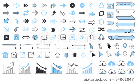 Frame set of arrow icons and arrow designs Frame set of arrow icons and arrow designs 94001047