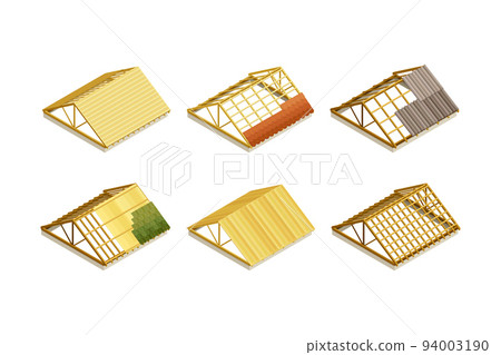 Roof as House Top Covering and Part of Building Envelope Isometric Vector Set Roof as House Top Covering and Part of Building Envelope Isometric Vector Set 94003190