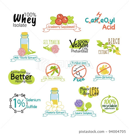 Natural healthy product, sticker element set Natural healthy product, sticker element set 94004705