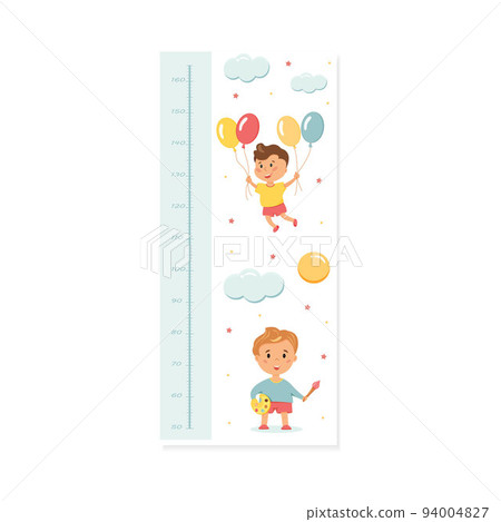 Wall-mounted height rod for children with a ruler in centimeters. 94004827