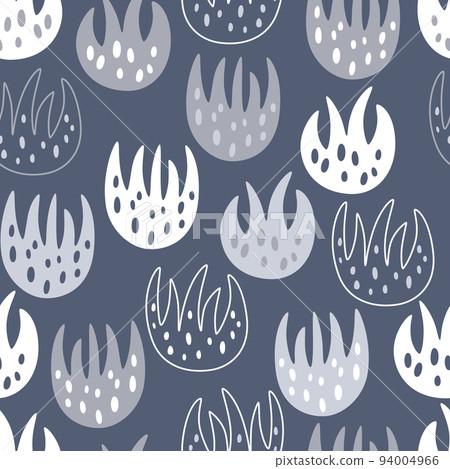 Cute abstract plants in simple hand drawn style on blue background Cute abstract plants in simple hand drawn style on blue background 94004966