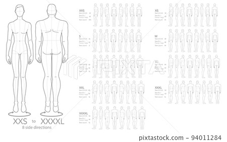 Set of Mens XXS XS S M L XL XXL XXXL XXXXL sizes Fashion template 9 nine head size Croquis Gentlemen model skinny Curvy Set of Mens XXS XS S M L XL XXL XXXL XXXXL sizes Fashion template 9 nine head size Croquis Gentlemen model skinny Curvy 94011284