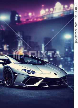 Bangkok, Thailand, 08.08.2022: Lamborghini luxury super car for fast sports on premium lighting background. 3D illustration. Bangkok, Thailand, 08.08.2022: Lamborghini luxury super car for fast sports on premium lighting background. 3D illustration. 94013039