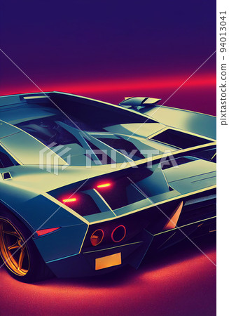 Bangkok, Thailand, 08.08.2022: Lamborghini luxury super car for fast sports on premium lighting background. 3D illustration. Bangkok, Thailand, 08.08.2022: Lamborghini luxury super car for fast sports on premium lighting background. 3D illustration. 94013041