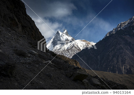 Beautiful snow mountain with Blue Sky from pakistan. 94013164