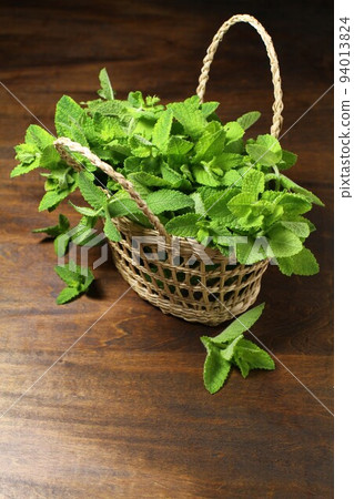 Herb mint in a small basket 94013824