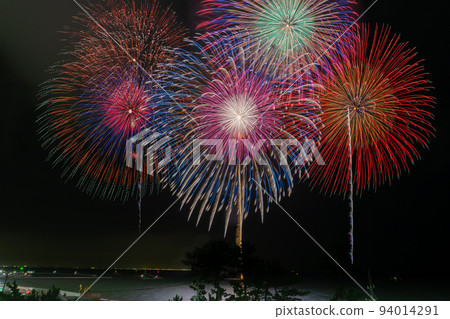 Shirako, Suzuka City, Mie Prefecture Suzuka Genki Fireworks launched on a pine forest coastline 94014291