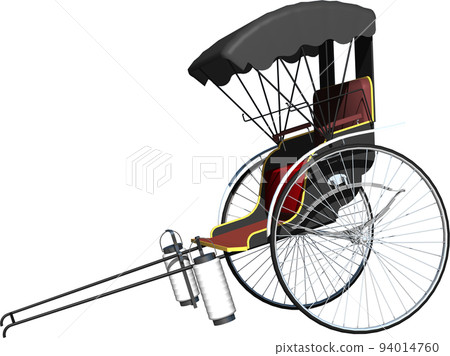 A rickshaw essential for sightseeing spots of shrines and temples. background transparent image illustration 94014760