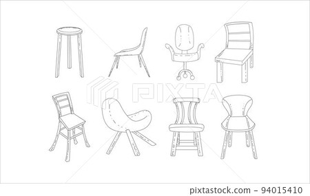Illustrations of Chair Furniture Collection  94015410