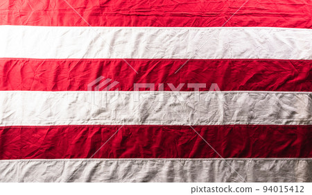 Happy Veterans day concept made from American flag on dark wooden background. 94015412