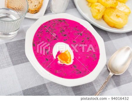 Popular dish of Belarusian cuisine is the soup Kholodnik Popular dish of Belarusian cuisine is the soup Kholodnik 94016432