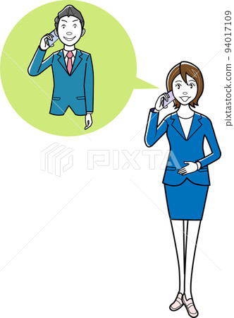 Business woman putting mobile phone 94017109