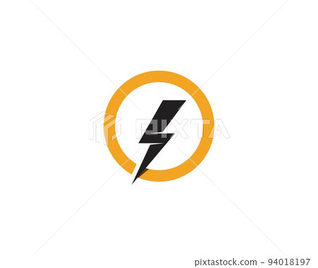 Thunder and Bolt Lighting Flash Icons Set. Flat Style on Dark Background. Vector - Vector 94018197