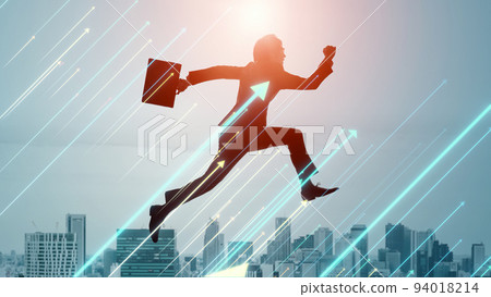 Jumping businessman growth success 94018214