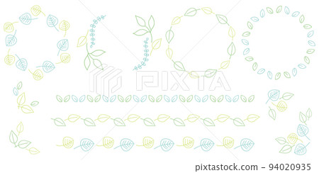 Hand-drawn plant decorative frame set green Hand-drawn plant decorative frame set green 94020935