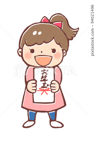 Illustration of a happy child receiving a New Year's gift Illustration of a happy child receiving a New Year's gift 94021496