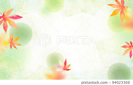Autumn leaves and matcha green tea background material watercolor Autumn leaves and matcha green tea background material watercolor 94023308