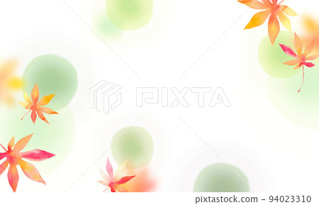 秋葉和抹茶綠茶背景材料水彩 94023310