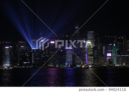 Symphony of Lights. Night view of Victoria Bay overlooking Hong Kong Island from Kowloon Peninsula Symphony of Lights. Night view of Victoria Bay overlooking Hong Kong Island from Kowloon Peninsula 94024118
