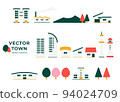 Vector icon set of near-future cityscapes and buildings. Flat city architecture illustration. 94024709