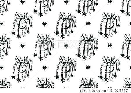Cacti seamless pattern. Vector background with desert plants. Doodle illustration. 94025517