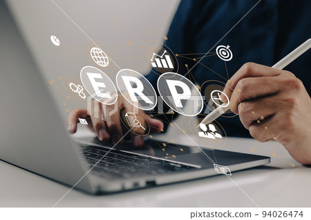 ERP (Enterprise Resource Planning) design is examined by an IT manager 94026474