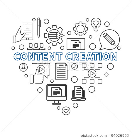 Content Creation vector minimal outline heart illustration Content Creation vector minimal outline heart illustration 94026963