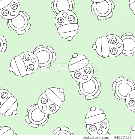 Seamless Pattern with Penguin on Green Background. Seamless Pattern with Penguin on Green Background. 94027132